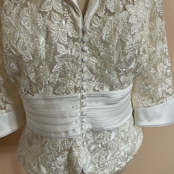 JS Collections embroidered/beaded evening or special occasion jacket Ivory Sz 10 - Picture 8 of 15